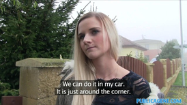 Horny blonde's tight pussy is fucked in a car