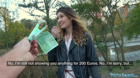 Amateur brunette slut gives a sloppy blowjob outdoors