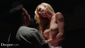 Nasty blondes sucking his big dick in the dark