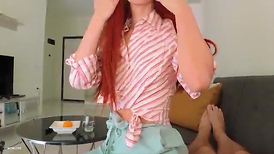 Fit Step Mom caught me with a spunk-pump while cleaning and helped me jizm on her large booty